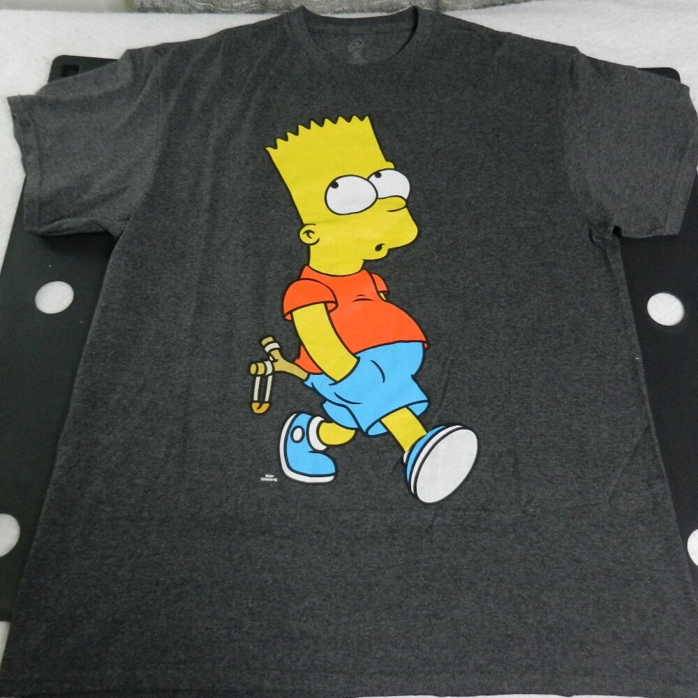 VINTAGE Simpsons Shirt Mens Large Gray Bart Official Matt Groening Short Sleeve‎